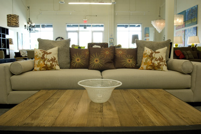 Reclaimed Oak Table and Pillows